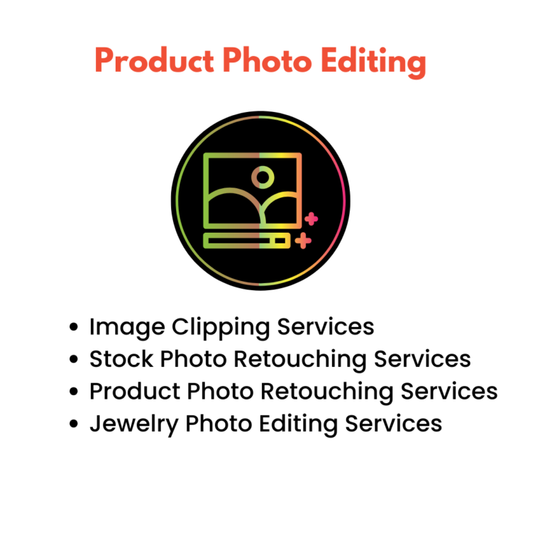 image about Product Photo Editing with an icon in bullet points