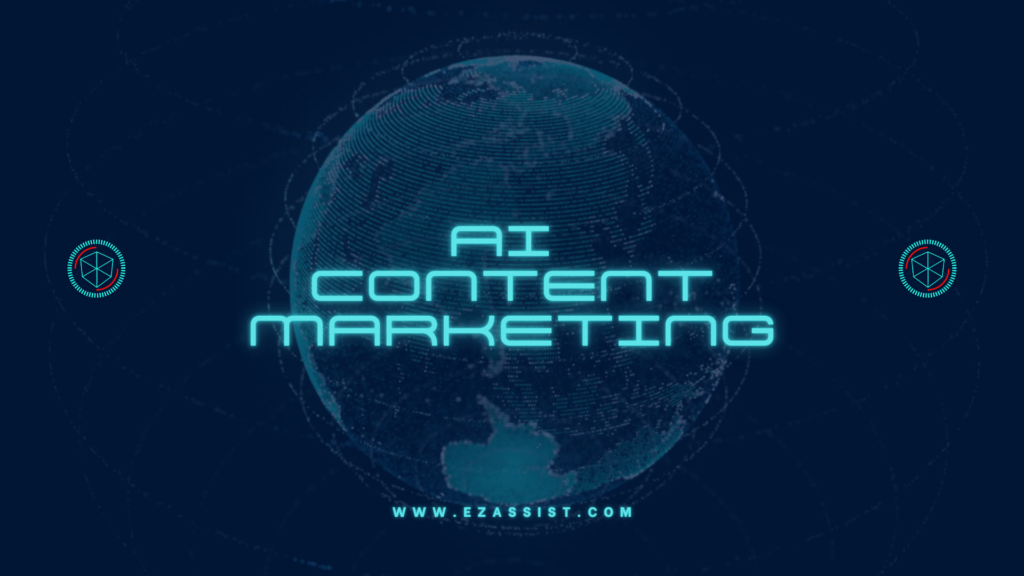 Futuristic design of the title AI Content Marketing